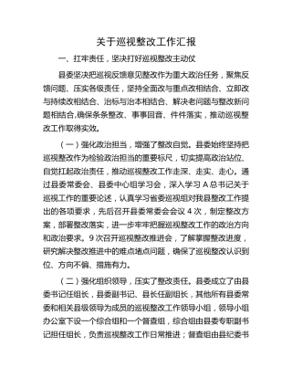 巡视（巡察）整改工作汇报（县区总结）