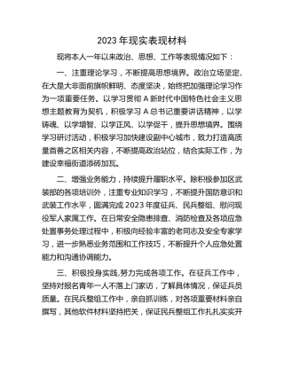 2023年个人现实表现材料（800字简单版）