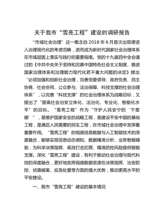 我市“雪亮工程”建设的调研报告