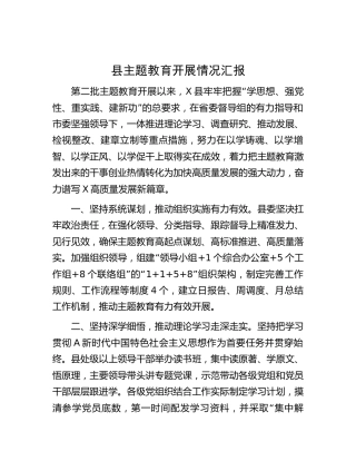县区主题教育开展情况总结汇报3600字