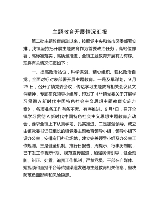 乡镇主题教育开展情况总结汇报2300字