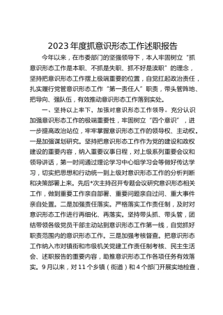 2023年度抓意识形态工作述职报告3100字
