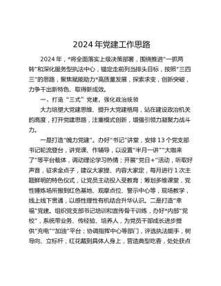 2024年党建及重点工作思路计划2100字