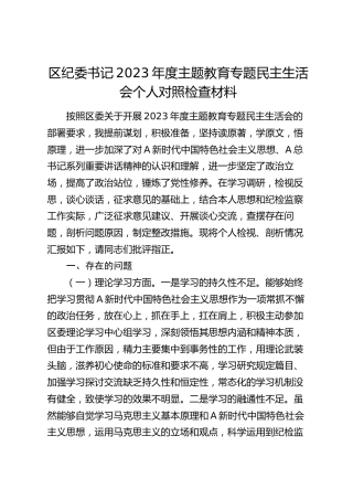 区纪委书记2023年度主题教育专题民主生活会个人对照检查3700字