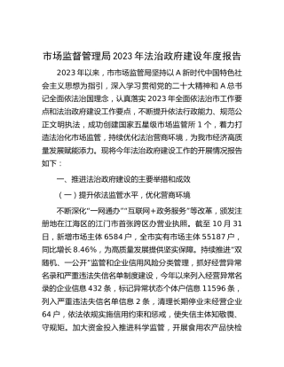 市场监管系统2023年法治政府建设总结报告3900字