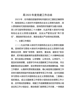 局2023年度党建工作总结2500字