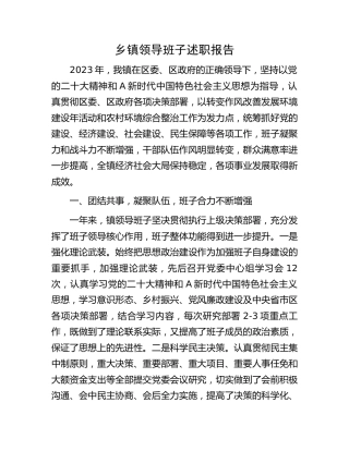 乡镇领导班子述职报告5100字
