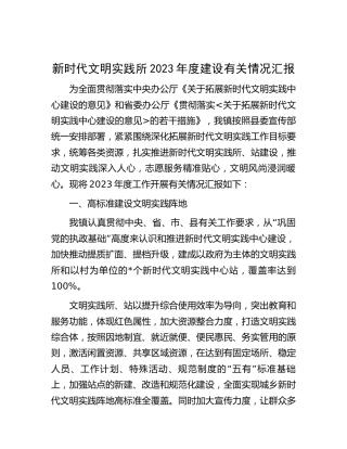 乡镇新时代文明实践所2023年度建设有关情况汇报