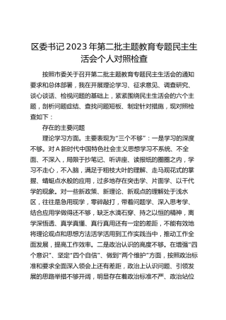 区委书记2023年主题教育专题民主生活会个人对照检查4700字