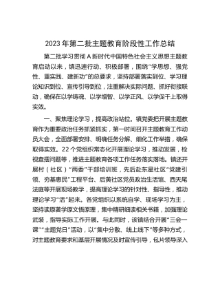 乡镇第二批主题教育阶段性工作总结2300字