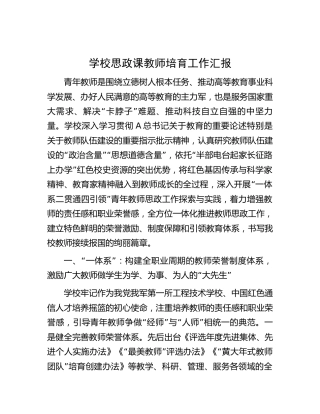 学校思政课教师培育工作总结汇报