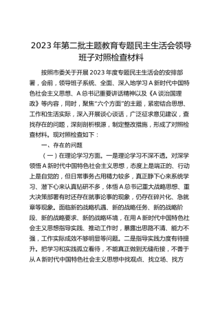 2023年乡镇主题教育专题民主生活会领导班子对照检查4500字