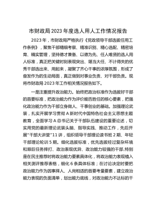 市财政系统2023年度选人用人工作总结报告2300字