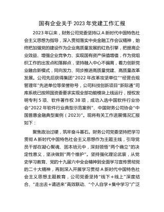 国企公司2023年党建工作总结汇报4100字