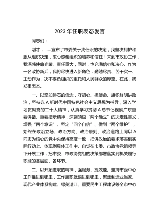 2023年任职表态发言（政协）