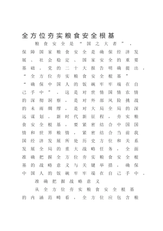 全方位夯实粮食安全根基2400字