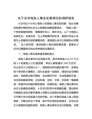 全市残疾人事业发展情况的调研报告