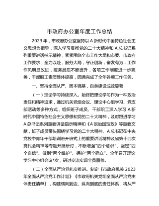 市政府办公室年度工作总结3800字