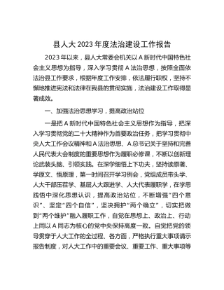 县人大2023年度法治建设工作总结报告