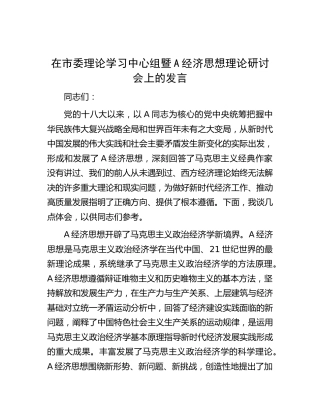 中心组暨经济思想理论研讨会上的发言