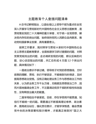 主题教育个人查摆问题清单12条