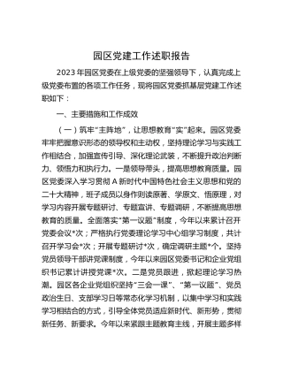 园区党建工作述职报告（3700字总结）