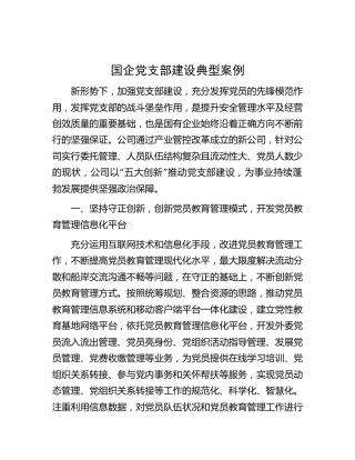 国企公司党支部建设典型案例（党建经验）