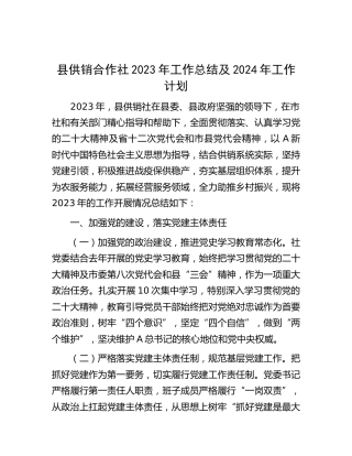 县供销合作社2023年工作总结