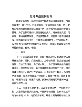 公安交警党建典型经验案例