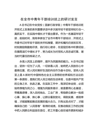 在全市中青年干部培训班上的研讨发言