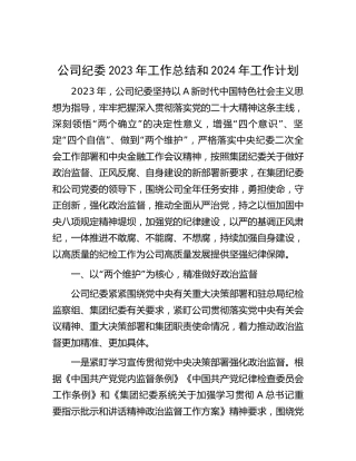 公司纪委2023年工作总结7000字
