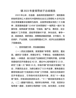 乡镇2023年度领导班子工作总结报告3700字