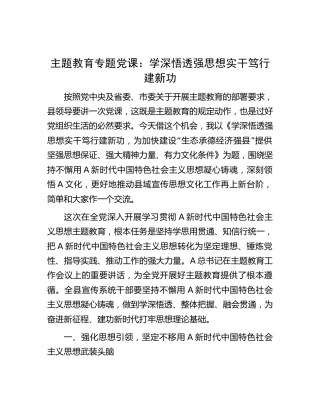 主题教育党课：学深悟透强思想  实干笃行建新功