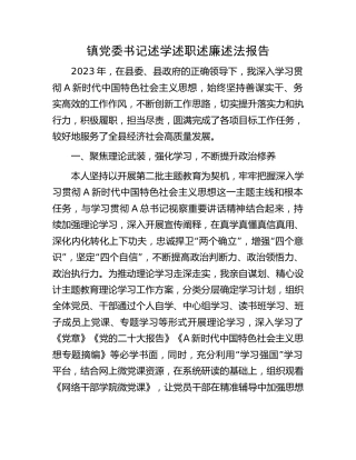 乡镇书记述学述职述廉述法报告3900字
