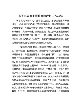 市委办公室主题教育阶段性工作总结2000字