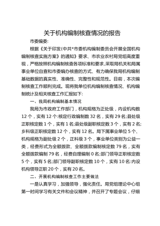 关于机构编制核查情况的报告