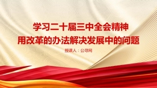 学习三中全会精神 用改革的办法解决发展中的问题（4400字，22张）