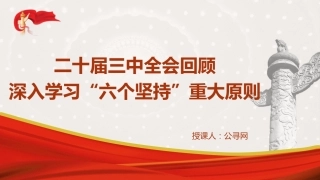 三中全会党课ppt+讲稿：从全会回顾深入学习“六个坚持”重大原则（6600字，29张）