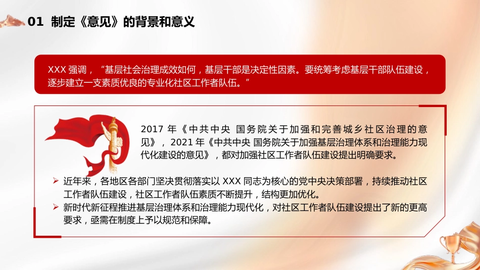 党课ppt+讲稿：《关于加强社区工作者队伍建设的意见》学习（5900字，33张）_第4页