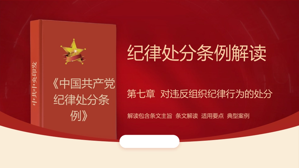 纪律处分条例解读ppt+讲稿：第七章对违反组织纪律行为的处分（38000字，81张，党纪党课）_第1页