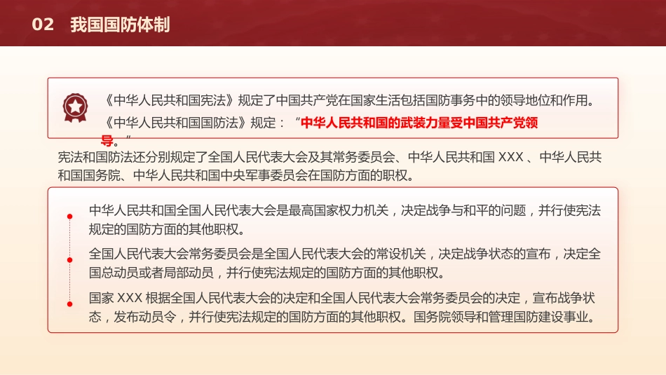 学校党课团课ppt+讲稿：国防教育之国防政策和国防体制_第7页