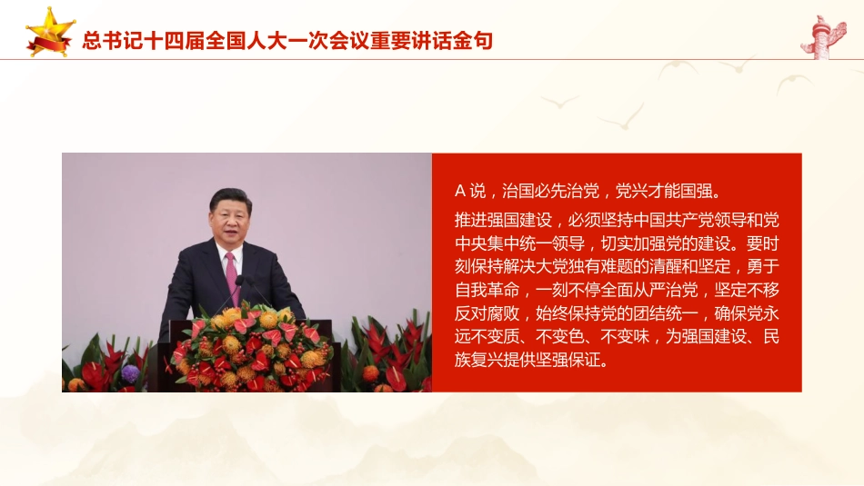 党课ppt+讲稿：十四届人大一次会议重要讲话金句（2800字，22张）_第10页