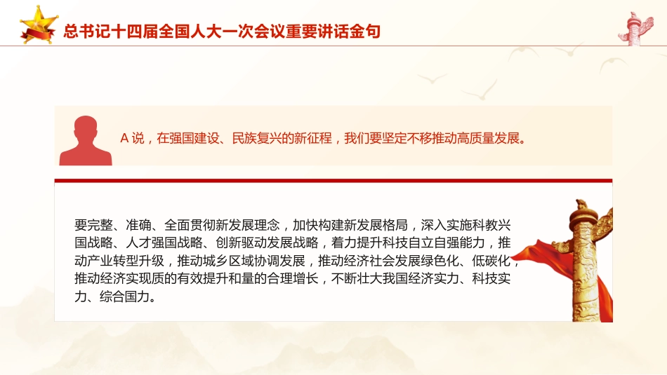党课ppt+讲稿：十四届人大一次会议重要讲话金句（2800字，22张）_第5页