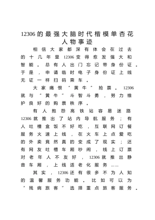 12306的最强大脑时代楷模单杏花人物事迹PPT课件