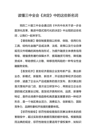 三中全会《决定》中的新名词解读专题党课ppt+讲稿（4400字，21张）