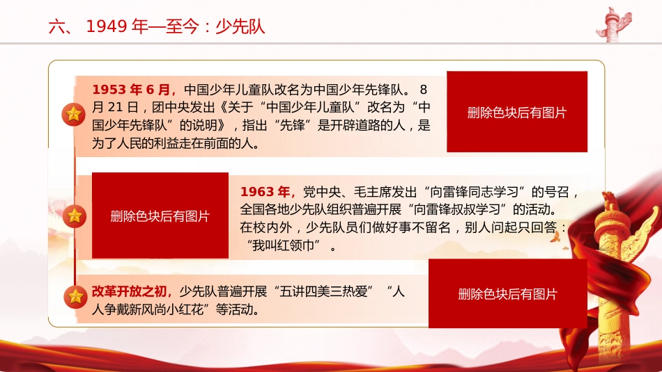 团课ppt+讲稿：少先队发展史（2200字，12张）_第10页