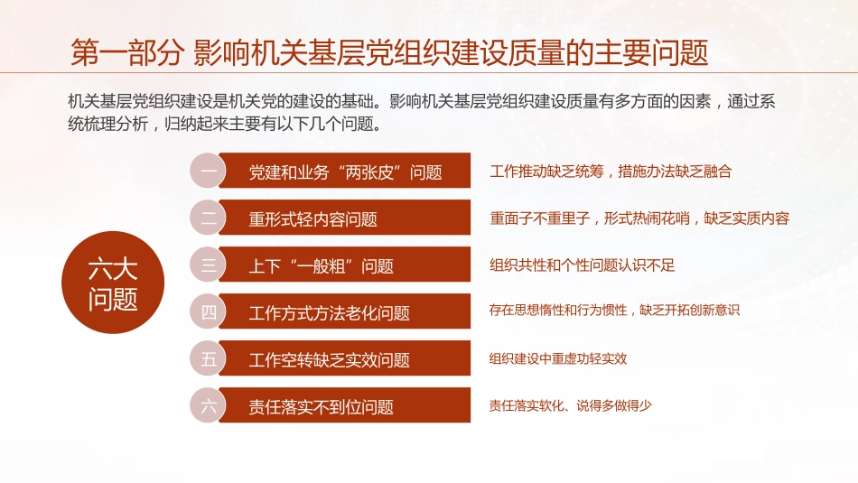 党建培训党课ppt+讲稿:不断提高机关基层党组织建设质量研究(5200字,13张)_第5页