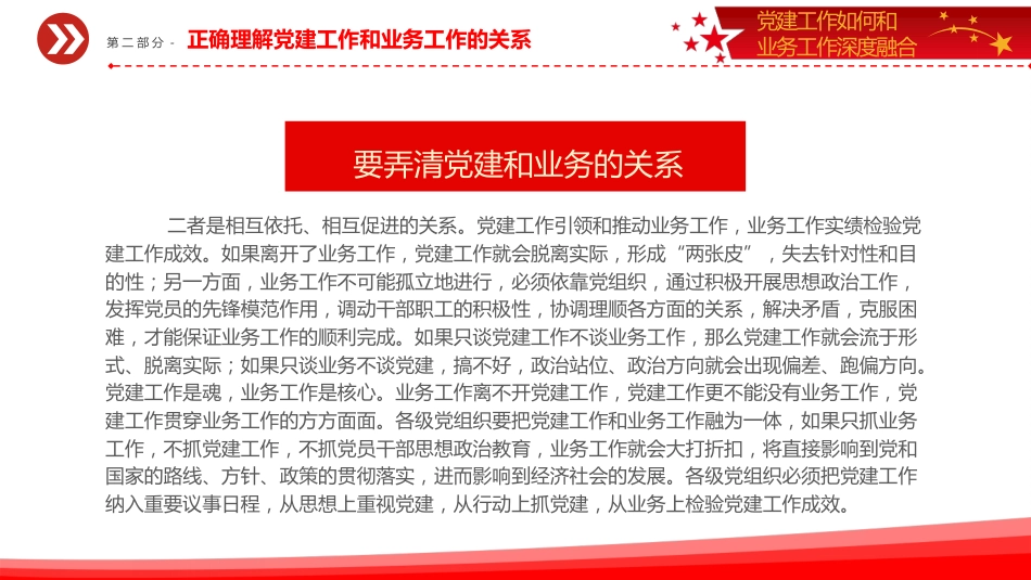 党课ppt+讲稿：抓好党建工作如何和业务工作深度融合（3200字，15张）_第9页