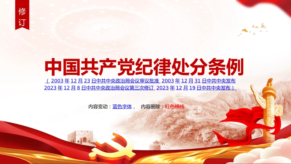 《纪律处分条例》2023年新旧对照版党课ppt+讲稿(47张幻灯片)_第2页