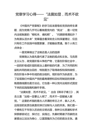 党章学习心得（发言）